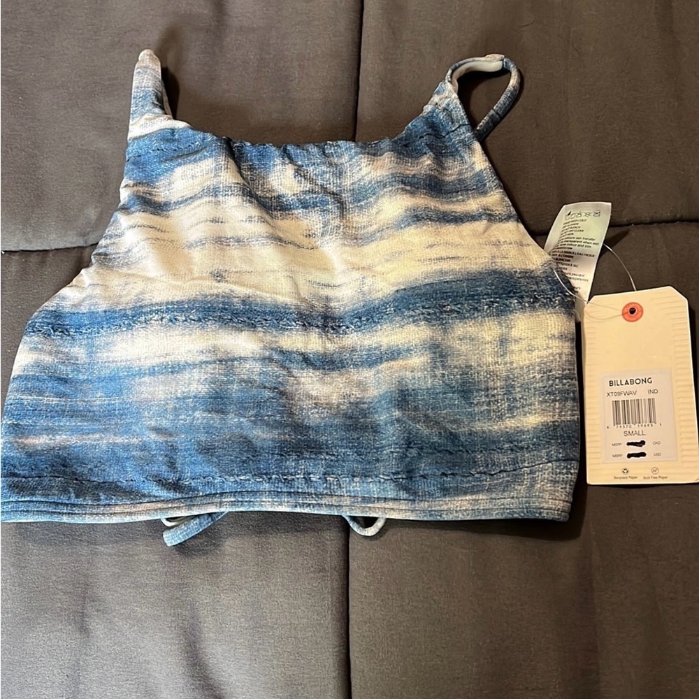 Billabong Blue and White High-Waist Strappy Bikini Set - Picture 3 of 6